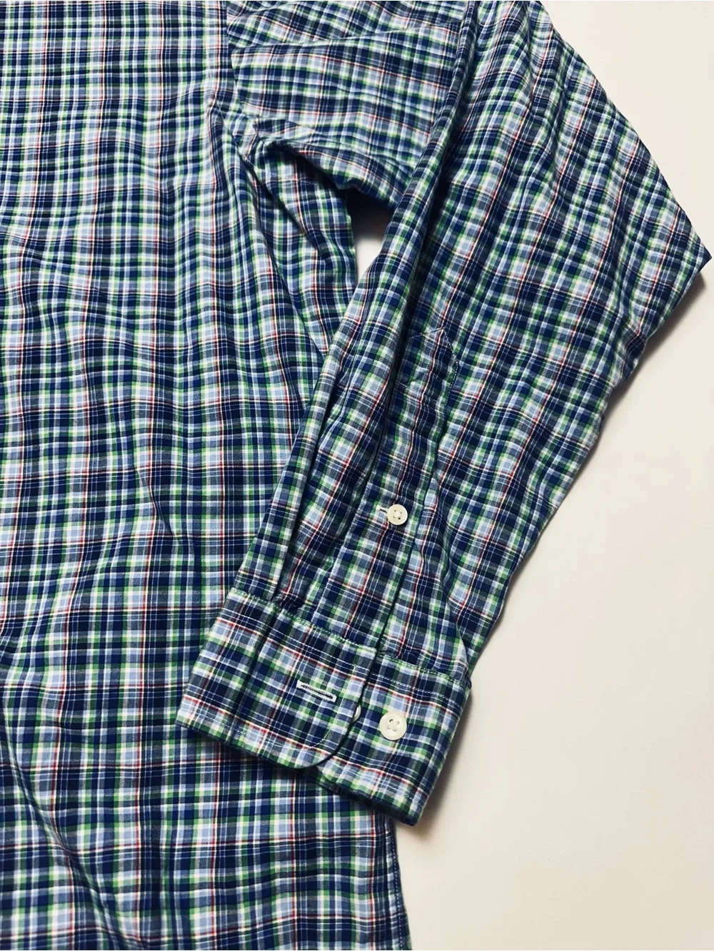 Ralph Lauren Classic Fit Plaid Button Down Shirt 15.5 Blue Cotton Red Pony